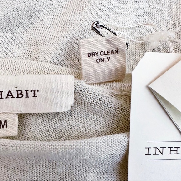 Inhabit Ivory Linen Button Henley Lightweight Top NWT. Size Medium - Picture 6 of 6
